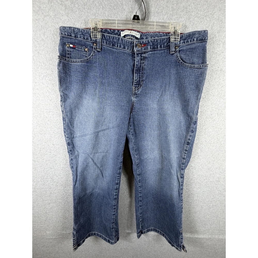 Tommy Hilfiger Jeans Womens 16 Blue Capri Cropped High Rise Stretch‎ Denim Pants
